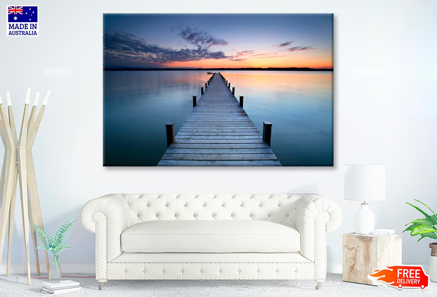 Woman Meditating at The End of The Jetty  Wall Art Decor 100% Australian Made - Bella Home Decor