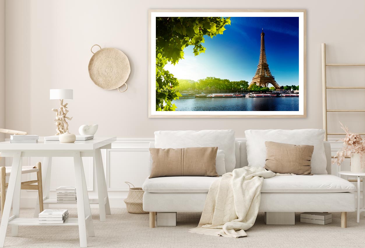 Seine In Paris with Eiffel Tower in Sunrise TimeHome Decor Premium Quality Poster Print Choose Your Sizes