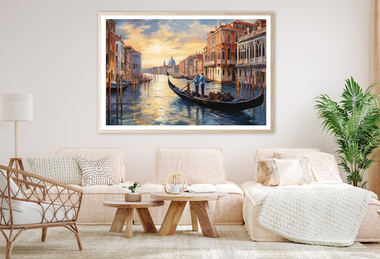 Oil Painting of Venetian Architecture & Water Canal Home Decor Premium Quality Poster Print Choose Your Sizes