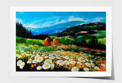 Meadow Of Daisies Art Work Oil Painting Limited Edition High Quality Print Unframed Roll Canvas None