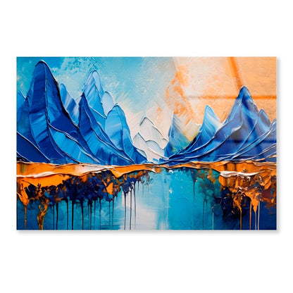 Abstract Mountain Oil Paint  Acrylic Glass Print Tempered Glass Wall Art 100% Made in Australia Ready to Hang