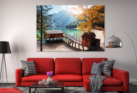 Scenic Mountain View with Pier Wall Art Decor 100% Australian Made