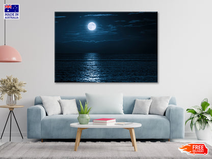 Moon In Night Sky Over the Sea Print 100% Australian Made - Bella Home Decor