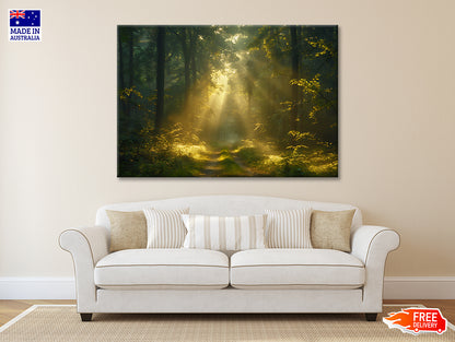 Sun Shining With Trees in a Forest Print 100% Australian Made - Bella Home Decor