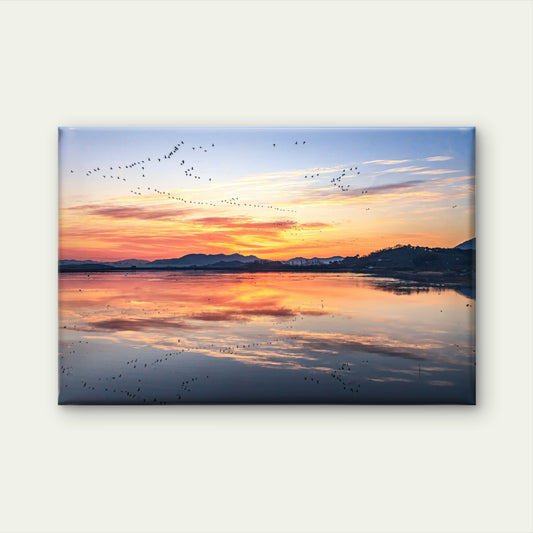Birds Flying Lake Sunset Wall Art Decor 100% Australian Made