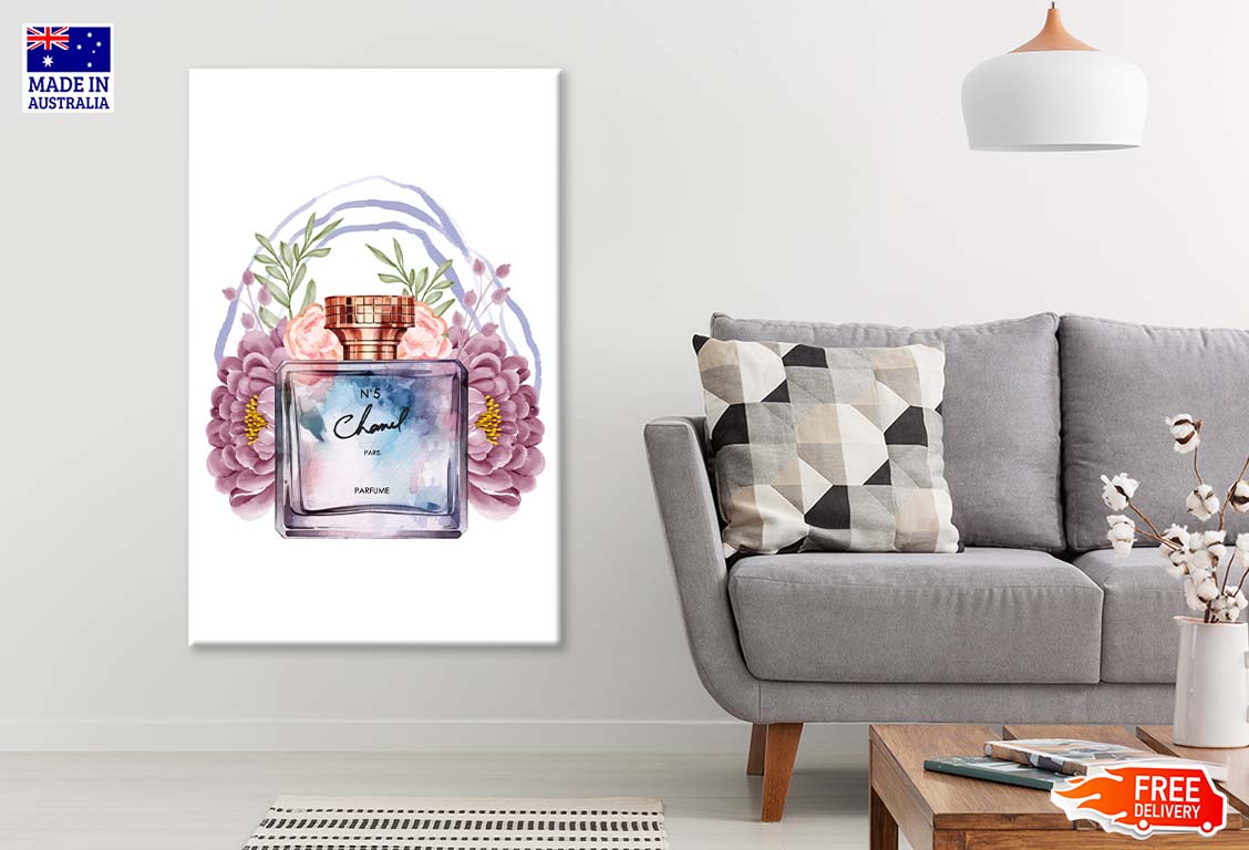 Blue Purple Perfume with Red Flowers Print 100% Australian Made