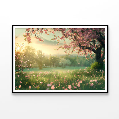 Field Of Flowers with Trees Home Decor Premium Quality Poster Print Choose Your Sizes - Bella Home Decor