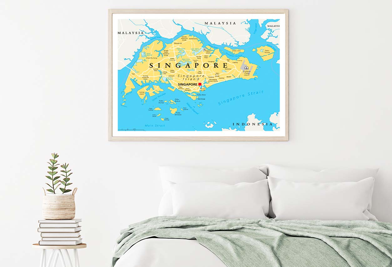 Singapore Island Political Map & Capital Home Decor Premium Quality Poster Print Choose Your Sizes