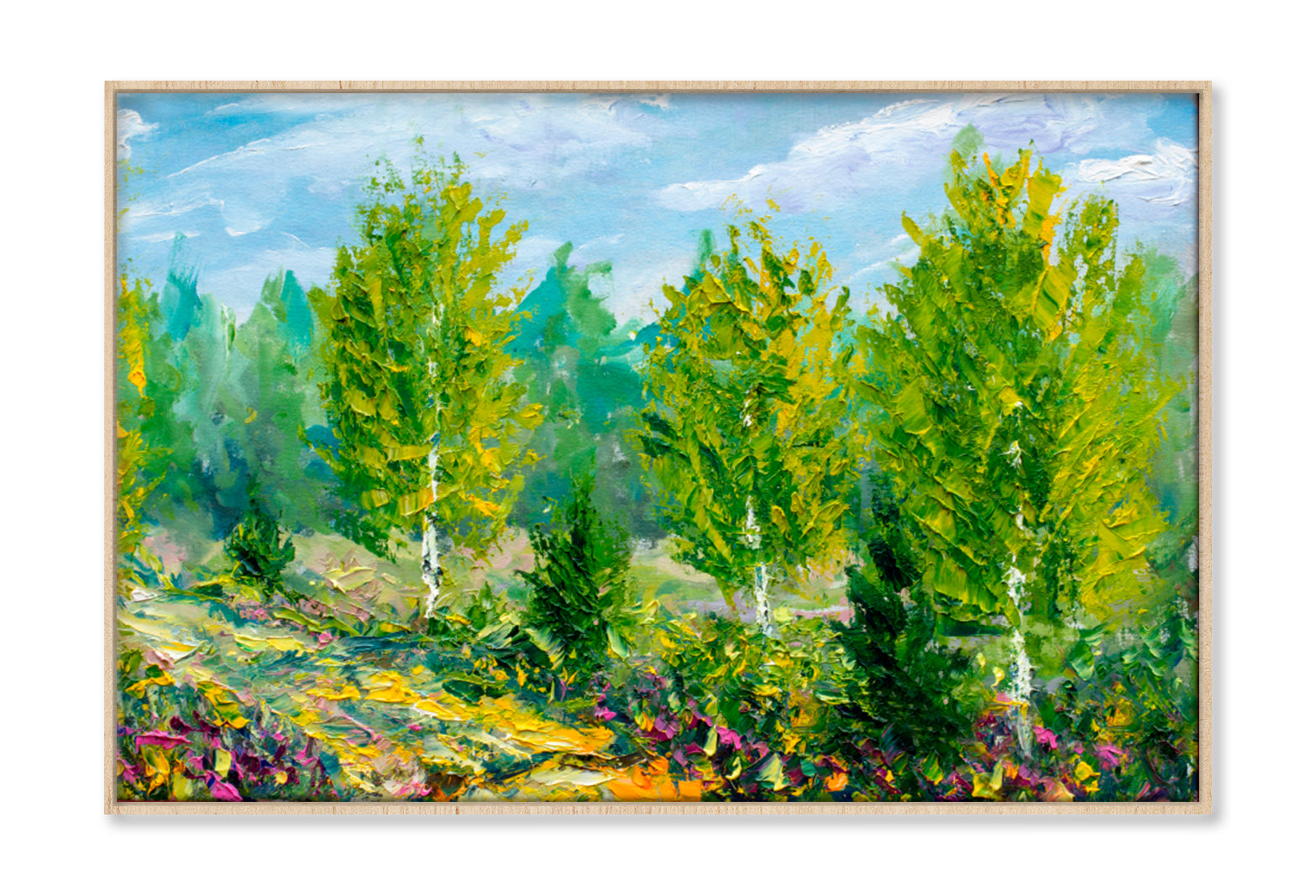 Beautiful Spring Summer In Green Forest Oil Painting Wall Art Limited Edition High Quality Print Canvas Box Framed Natural