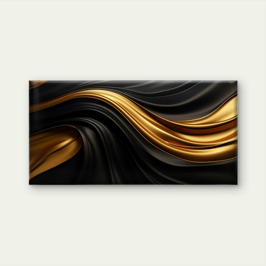 Luxury Black Gold Satin Swirl Wall Art Canvas Office Home Room Framed 120x60cm