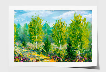 Beautiful Spring Summer In Green Forest Oil Painting Wall Art Limited Edition High Quality Print Unframed Roll Canvas None