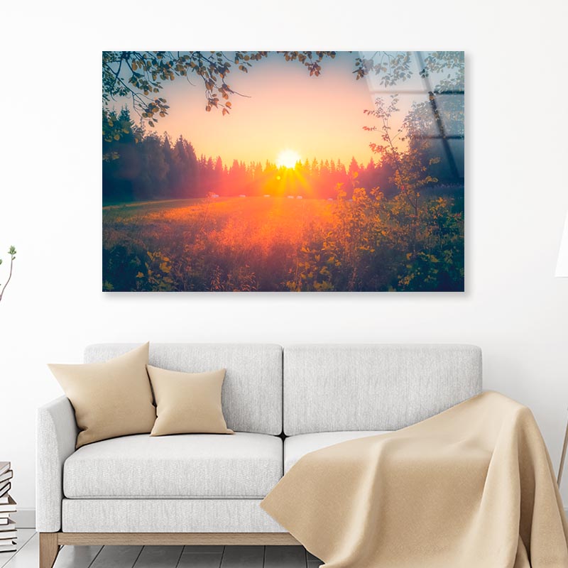 Summer Night Sunset View from Sotkamo, Finland Acrylic Glass Print Tempered Glass Wall Art 100% Made in Australia Ready to Hang - Bella Home Decor