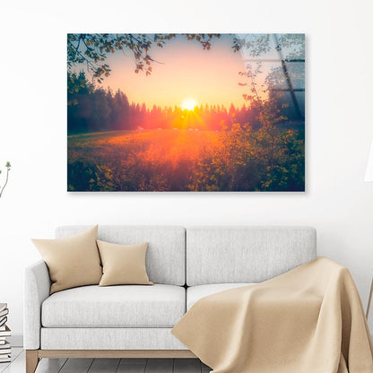 Summer Night Sunset View from Sotkamo, Finland Acrylic Glass Print Tempered Glass Wall Art 100% Made in Australia Ready to Hang - Bella Home Decor