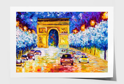 Street View of Arc de Trompe Paris Oil Painting Wall Art Limited Edition High Quality Print Unframed Roll Canvas None