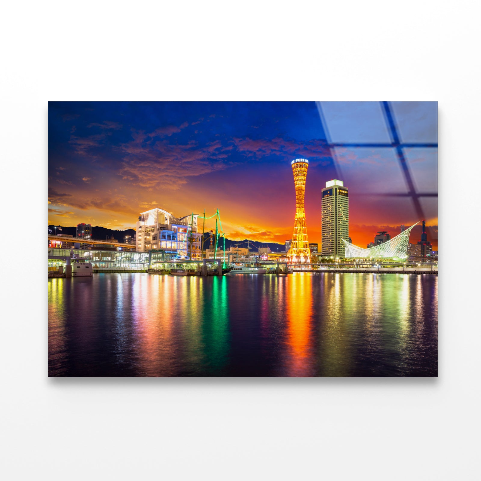 Orange And Blue Sky in Kobe Japan Acrylic Glass Print Tempered Glass Wall Art 100% Made in Australia Ready to Hang - Bella Home Decor