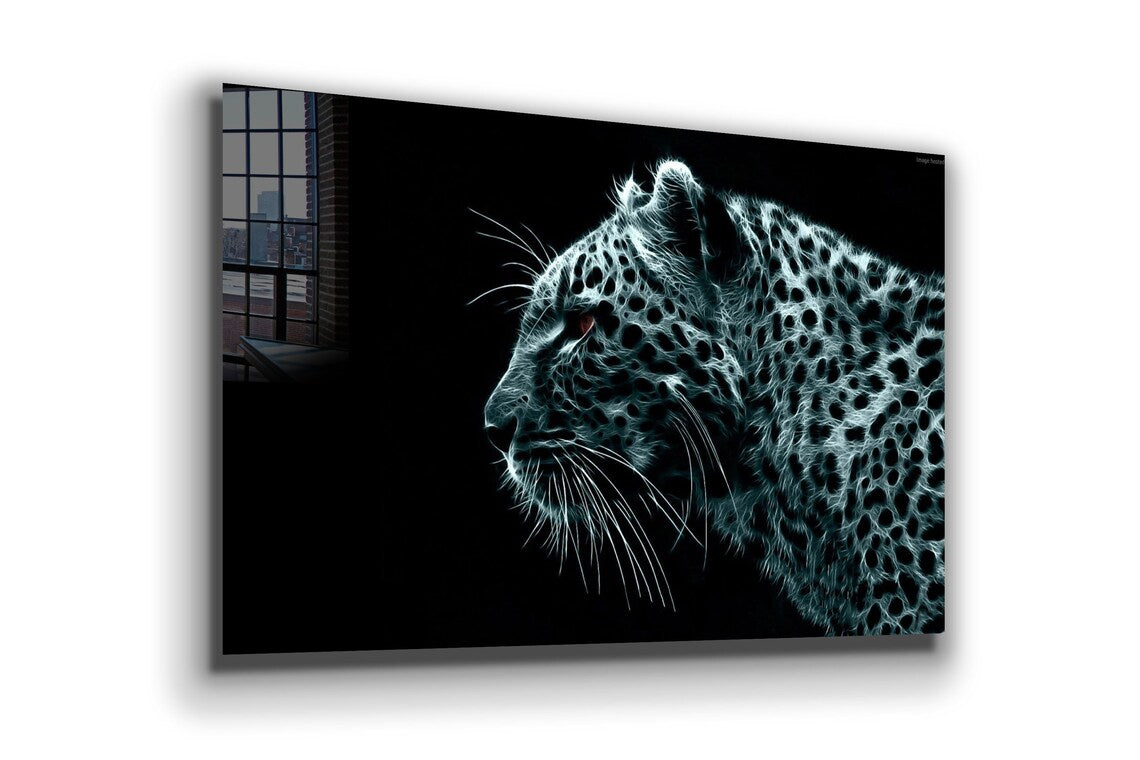 Leopard Side B&W View UV Direct Aluminum Print Australian Made Quality