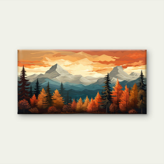 Autumn Mountain Forest Valley Wall Art Canvas Office Home Framed 120x60cm