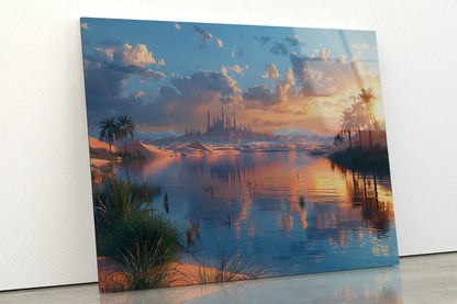 River, Trees, and a Sunset Acrylic Glass Print Tempered Glass Wall Art 100% Made in Australia Ready to Hang - Bella Home Decor