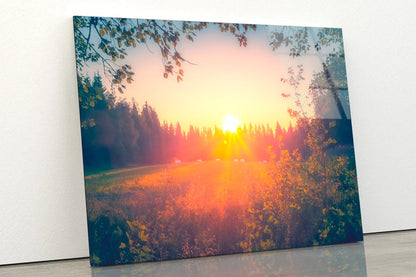 Summer Night Sunset View from Sotkamo, Finland Acrylic Glass Print Tempered Glass Wall Art 100% Made in Australia Ready to Hang - Bella Home Decor
