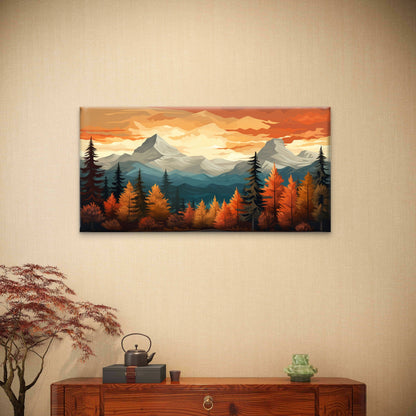 Autumn Mountain Forest Valley Wall Art Canvas Office Home Framed 120x60cm