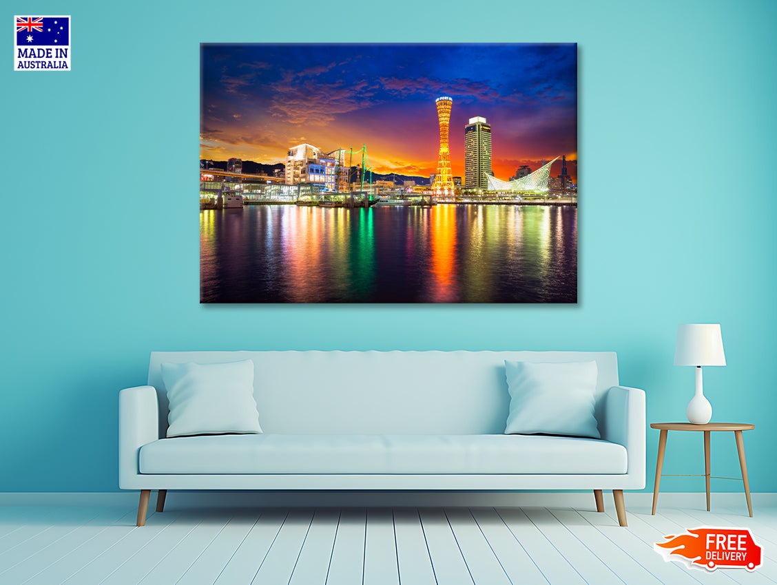Orange And Blue Sky in Kobe Japan Print 100% Australian Made - Bella Home Decor