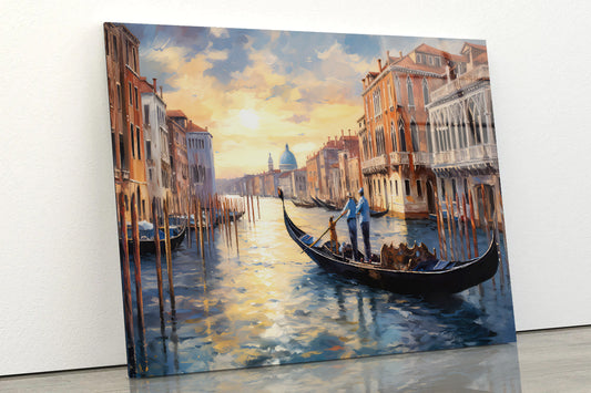 Oil Painting of Venetian Architecture & Water Canal Acrylic Glass Print Tempered Glass Wall Art 100% Made in Australia Ready to Hang