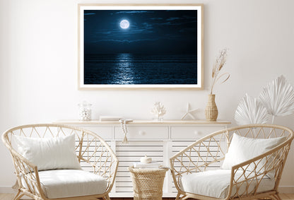 Moon In Night Sky Over the Sea Home Decor Premium Quality Poster Print Choose Your Sizes - Bella Home Decor