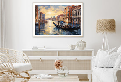 Oil Painting of Venetian Architecture & Water Canal Home Decor Premium Quality Poster Print Choose Your Sizes