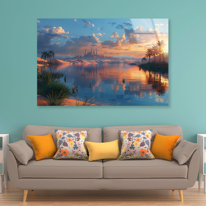 River, Trees, and a Sunset Acrylic Glass Print Tempered Glass Wall Art 100% Made in Australia Ready to Hang - Bella Home Decor