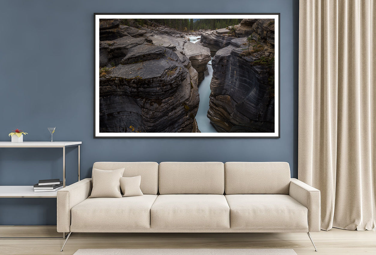 A River Flows through Cascading Over a Rocky Cliff Home Decor Premium Quality Poster Print Choose Your Sizes