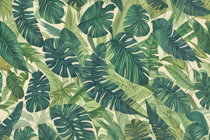 Lush Green Leaves Set, Tropical Jungle Print 100% Australian Made - Bella Home Decor