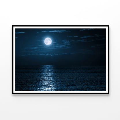 Moon In Night Sky Over the Sea Home Decor Premium Quality Poster Print Choose Your Sizes - Bella Home Decor
