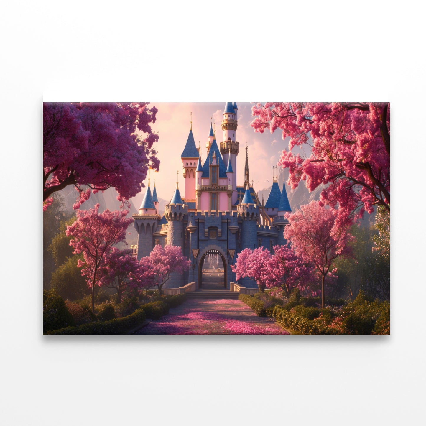 A Castle Surrounded By Trees, Sky & Flowers Print 100% Australian Made