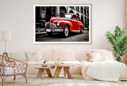 Old Red Car in the Street Home Decor Premium Quality Poster Print Choose Your Sizes - Bella Home Decor