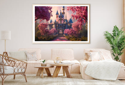 A Castle Surrounded By Trees, Sky & Flowers Home Decor Premium Quality Poster Print Choose Your Sizes