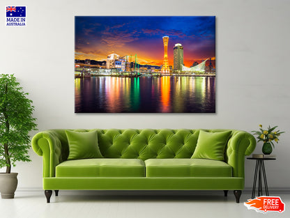 Orange And Blue Sky in Kobe Japan Print 100% Australian Made - Bella Home Decor
