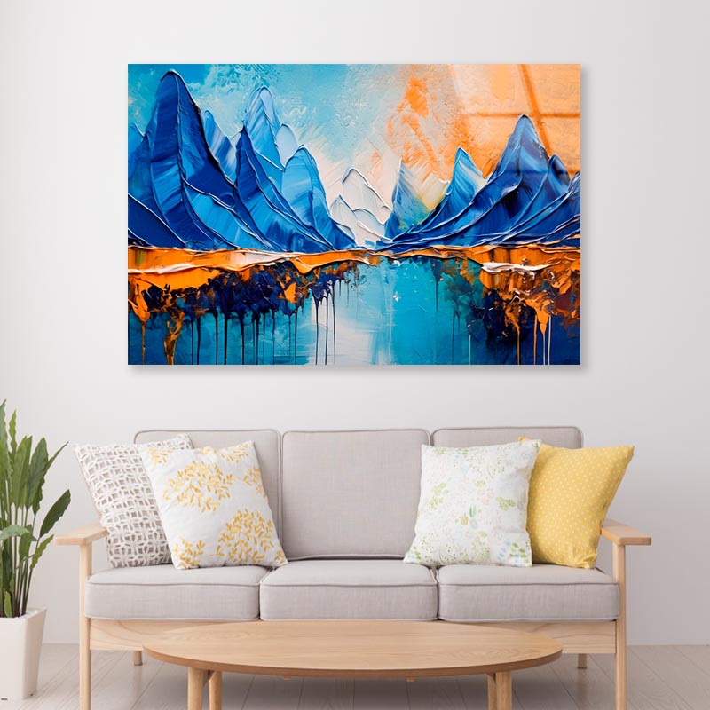 Abstract Mountain Oil Paint  Acrylic Glass Print Tempered Glass Wall Art 100% Made in Australia Ready to Hang