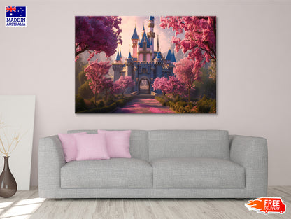 A Castle Surrounded By Trees, Sky & Flowers Print 100% Australian Made