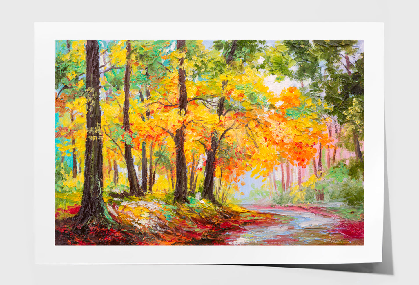 Colorful Autumn Forest Oil Painting Wall Art Limited Edition High Quality Print Unframed Roll Canvas None