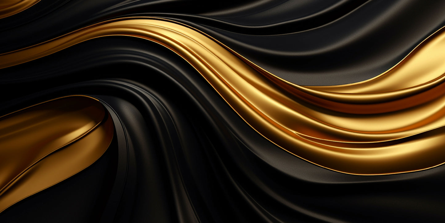 Luxury Black Gold Satin Swirl Wall Art Canvas Office Home Room Framed 120x60cm - Bella Home Decor