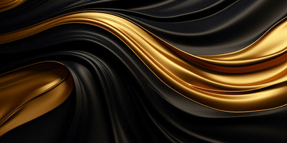 Luxury Black Gold Satin Swirl Wall Art Canvas Office Home Room Framed 120x60cm - Bella Home Decor