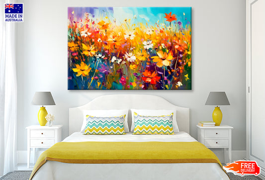 Beautiful Wildflowers Blooming Field Oil Painting Wall Art Limited Edition High Quality Print