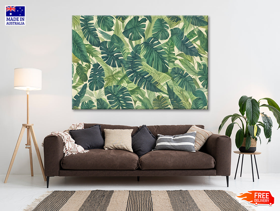 Lush Green Leaves Set, Tropical Jungle Print 100% Australian Made - Bella Home Decor
