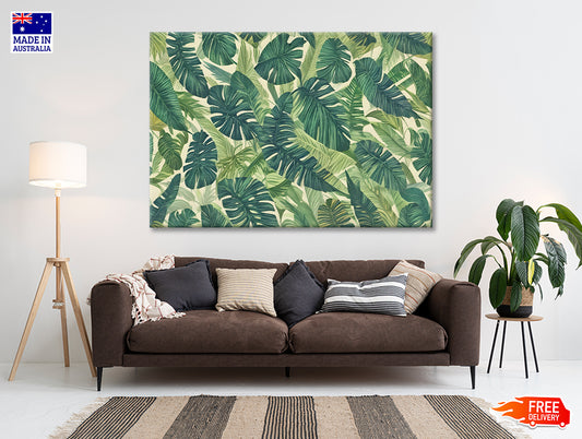 Lush Green Leaves Set, Tropical Jungle Print 100% Australian Made - Bella Home Decor