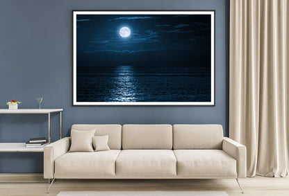 Moon In Night Sky Over the Sea Home Decor Premium Quality Poster Print Choose Your Sizes - Bella Home Decor
