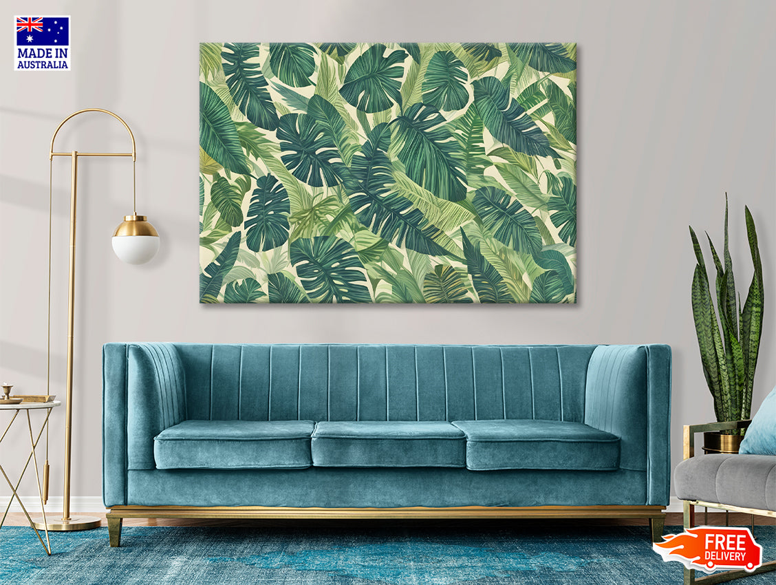 Lush Green Leaves Set, Tropical Jungle Print 100% Australian Made - Bella Home Decor