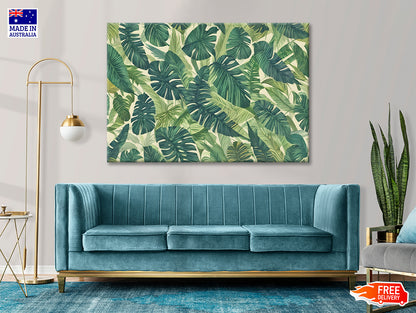 Lush Green Leaves Set, Tropical Jungle Print 100% Australian Made - Bella Home Decor
