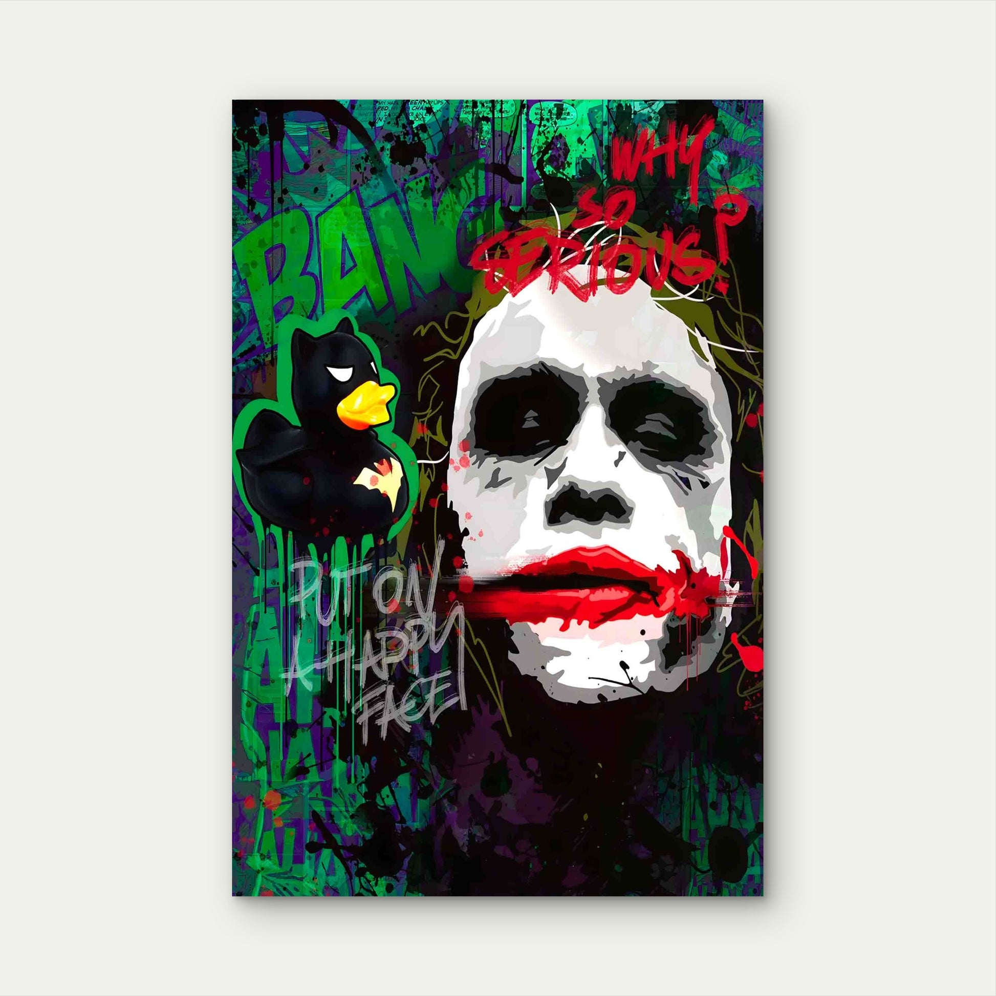 Dark Clown Street Art 60x90cm Metal Print Ready to Hang - Bella Home Decor