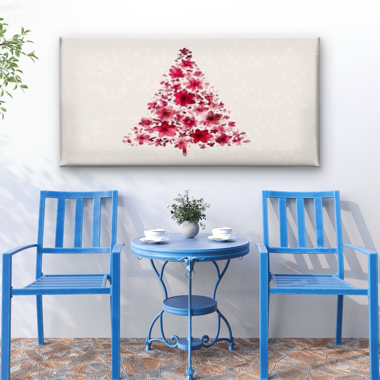 Abstract Floral Christmas Tree Wall Art Canvas Office Home Room Framed 120x60cm