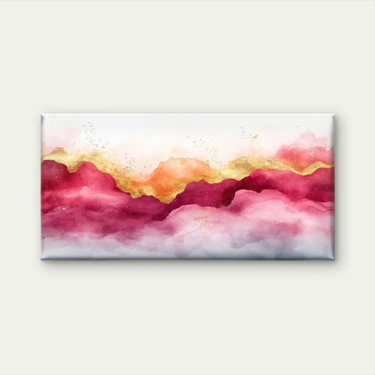 Abstract Crimson Golden Horizon Wall Art Canvas Office Home Room Framed 120x60cm